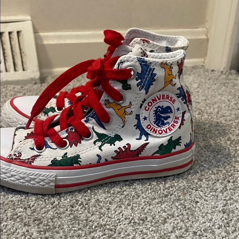 Converse Dinoverse High-Top sneakers Sz 12 unisex white w/ multicolor dinos